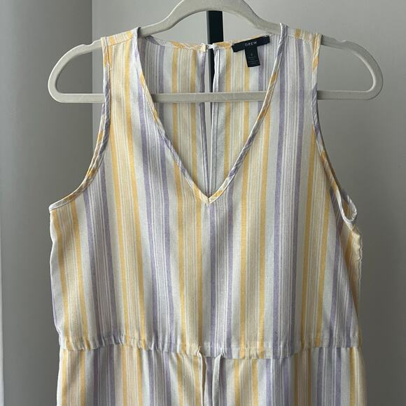 Anthropologie Drew Wide Leg Jumpsuit Pinstripe Cotton Blend - Picture 2 of 8